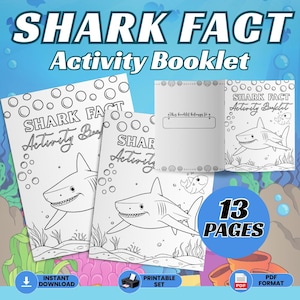 Shark Week Activities Pack, Digital Kids Activity Sheets, Printable Shark Worksheets, Ocean Learning For Kids, Summer Educational Activities