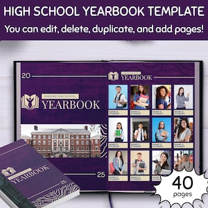 Class of 2025 High School Yearbook Template, Editable Senior Yearbook Layout, School Memory Photo Collage Canva Yearbook, End of Year Book