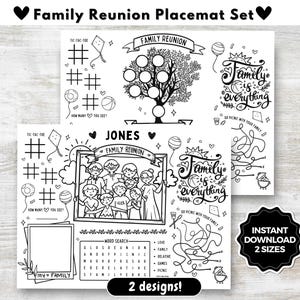 Family Reunion Activity Sheets, EDITABLE Family Summer Reunion Coloring Page, Family Reunion Crafts for Kids, Family Name Activity Placemat