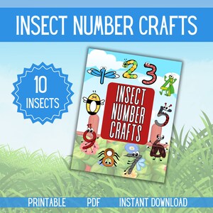 Flashcards de insetos pré-escolares de insetos, artesanato com números de insetos, cartões de memória para impressão de 1 a 10, cartões educativos, cartões de contagem para crianças