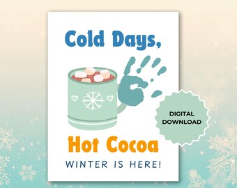 Hot Chocolate Handprint Craft Template, Printable Winter Handprint Art for Kids
