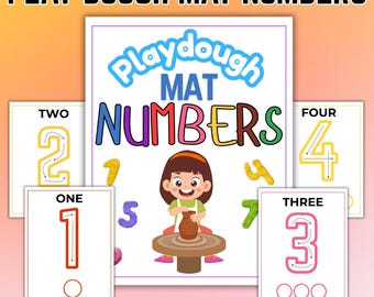 Numbers Play Dough Mats Printable, Counting Numbers, Counting Mats for Kids, Preschool Activities, Fine Motor Skills Toddler Activity 1-20