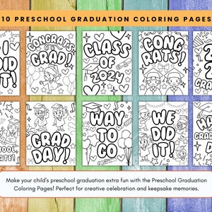 Preschool Graduation Coloring Pages, Graduation Activity, Kindergarten Graduation Coloring, 2024 Graduate Craft Class of 2024 End of School