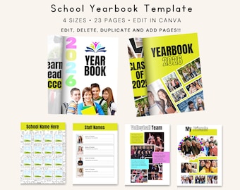 Abitur Jahrbuch Vorlage, Klasse von 2026, Canva Bearbeitbar (Digitaler Download)