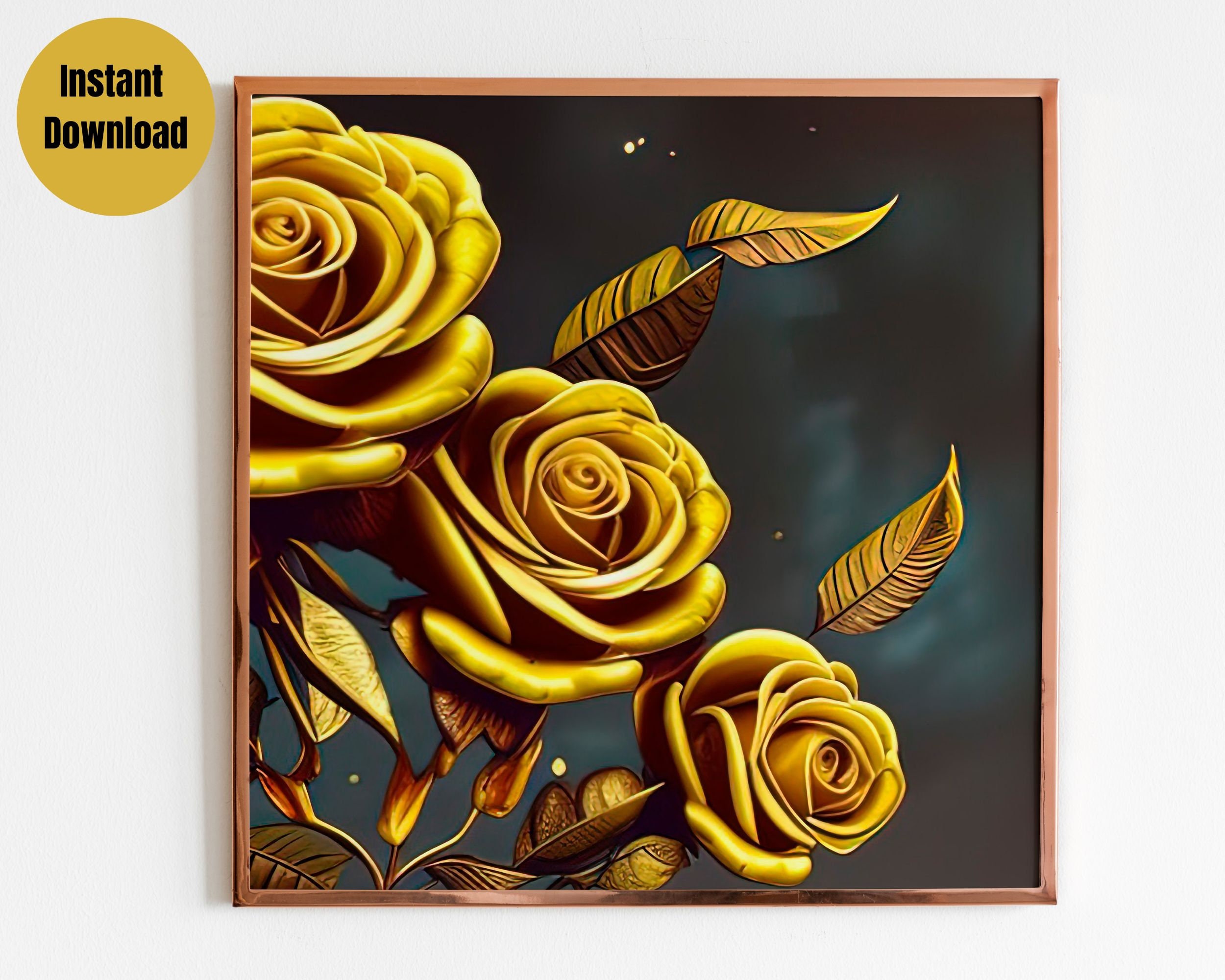 Stunning Yellow Roses Print Printable Wall Art Mothers Day Etsy