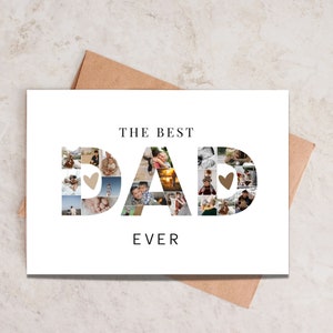 Custom Photo Printable Birthday Dad Card, Best Dad Ever Customizable Photo Collage, Print at Home Card, Edit in Canva, Personalized DIY Gift