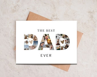 Custom Photo Printable Birthday Dad Card, Best Dad Ever Customizable Photo Collage, Print at Home Card, Edit in Canva, Personalized DIY Gift