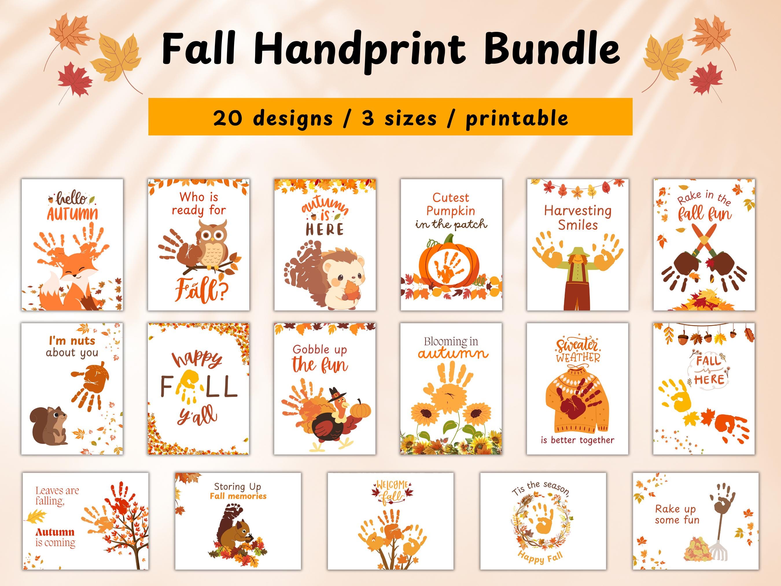 Fall Handprint Art Bundle for Kids, Autumn Handprint Toddler Craft ...