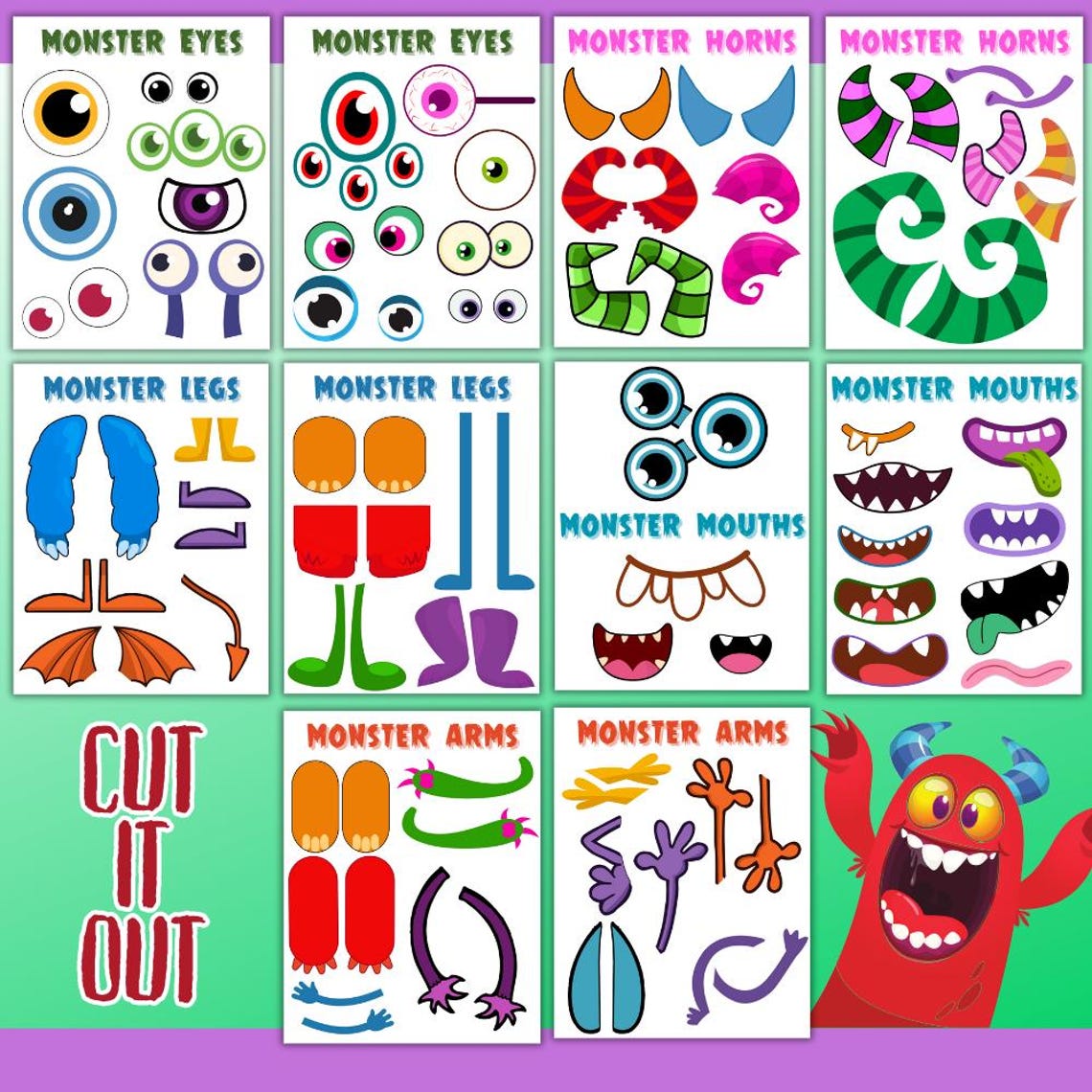 Build a Monster Craft, Printable Build Your Own Monster Kit, Make a ...
