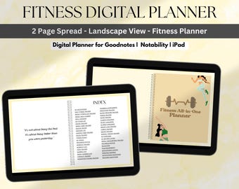 Digital Fitness Planner, Health Planner, Workout Fitness Journal, Meal Planner, Weight Loss Tracker, Exercise Planner, GoodNotes Template