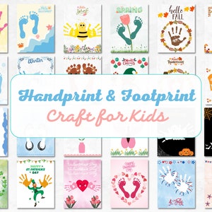 Handprint & Footprint Craft Bundle, Handprint Memory Book, Memory Art Keepsake, Holidays and Life Events Handprint Crafts for Kids Printable