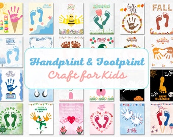 Manualidades con huellas de manos y pies, libro de recuerdos con huellas de manos, recuerdos artísticos, festividades y eventos de la vida, manualidades con huellas de manos para niños imprimibles.