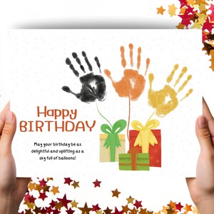 Happy Birthday Handprint Art Craft, Printable Birthday Gift, Baby Memory Handprint Keepsake, Handprint Craft for Mom, Grandma, Nana, Grammy