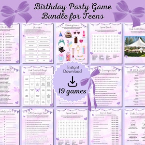 Slumber Birthday Party Games for Teens, Printable Birthday Games for Girls Sweet 16 Games Teenager Birthday Activities Sleepover Tween Games