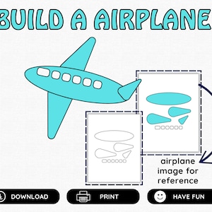Build an Airplane Cut & Paste Craft, Plane Printable Template, Airplane Coloring, Toddler Craft, Airplane Activities, Transportation Craft