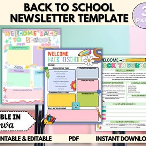 Boletines editables de regreso a clases, carta de bienvenida imprimible, plantilla semanal para docentes, comunicación con padres, primer día de clases