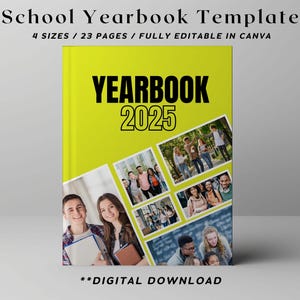 Class of 2025 High School Yearbook Template, Editable Senior Yearbook Layout School Memory Photo Collage Canva Yearbook Sports Team Yearbook