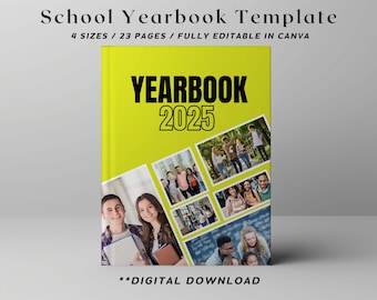 Class of 2025 High School Yearbook Template, Editable Senior Yearbook Layout School Memory Photo Collage Canva Yearbook Sports Team Yearbook