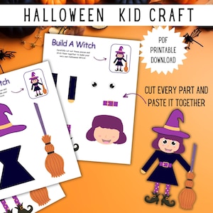 Build a Witch Printable, Halloween Witch Craft for Kids, Cut & Paste Activity, Witch Paper Doll, DIY Halloween Art, October Classroom Craft