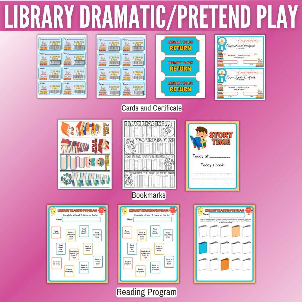 Library Dramatic Play, Library Pretend Play Printables, Dramatic Pretend Play, Dramatic Play Daycare, Dramatic Play Classroom Kids Role Play - Etsy library-dramatic-play-library-pretend-play-printables-dramatic-pretend-play-dramatic-play-daycare-dramatic-play-classroom-kids-role-play-etsy