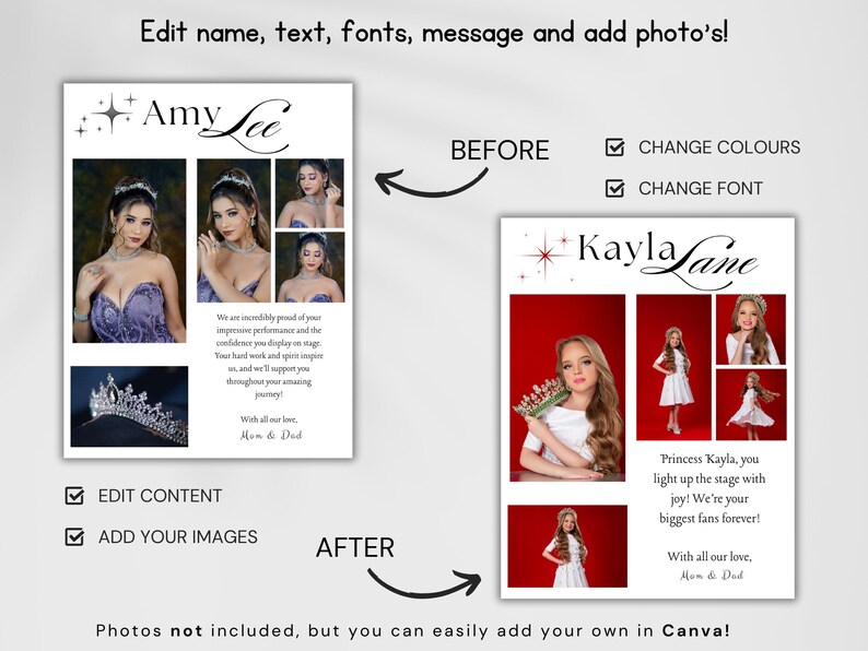 Full Page Pageant Ad Template, Printable Pageant Tribute Program Ad ...