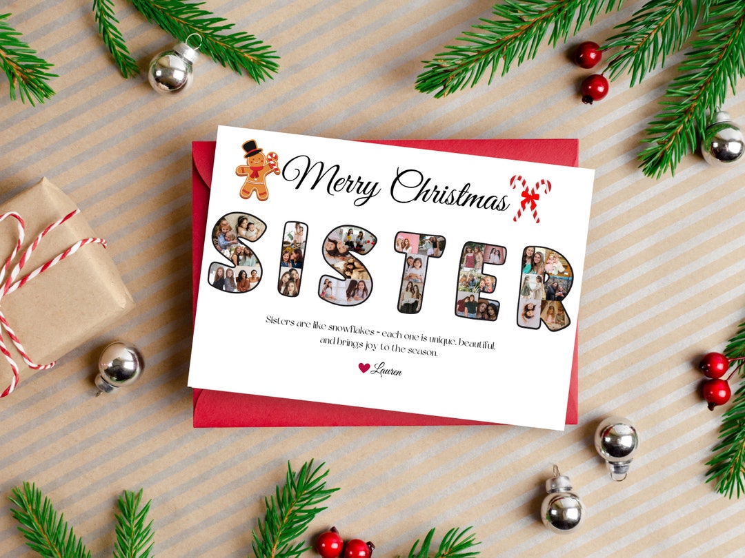 Merry Christmas Sister Photo Collage, Downloadable Christmas Card