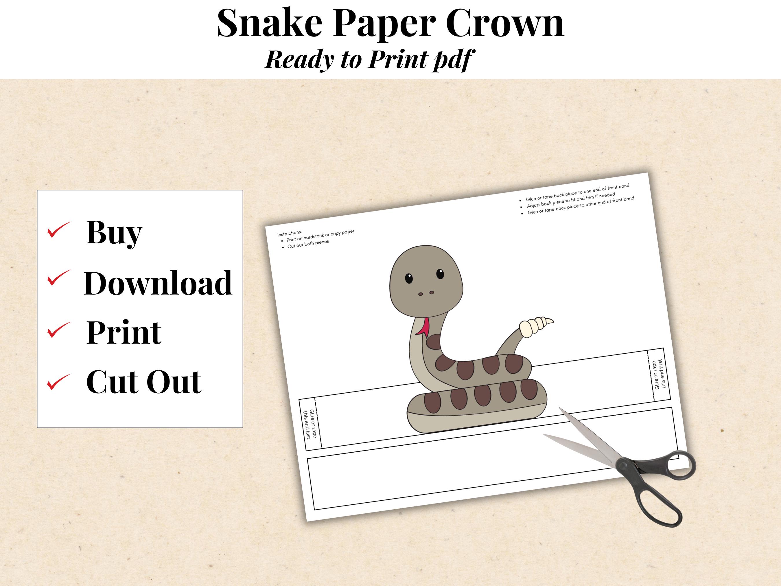 Paper Rattlesnake Rattlesnake Paper Crown Craft, Wild West Party (PDF File) - Etsy UK