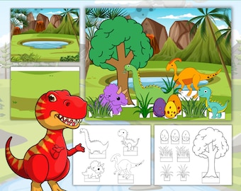 Kids Dinosaur Diorama Craft, Printable Dinosaur Activity For Kids, Kids Party Craft Kids Birthday Craft Preschool Activity Dinosaur Activity