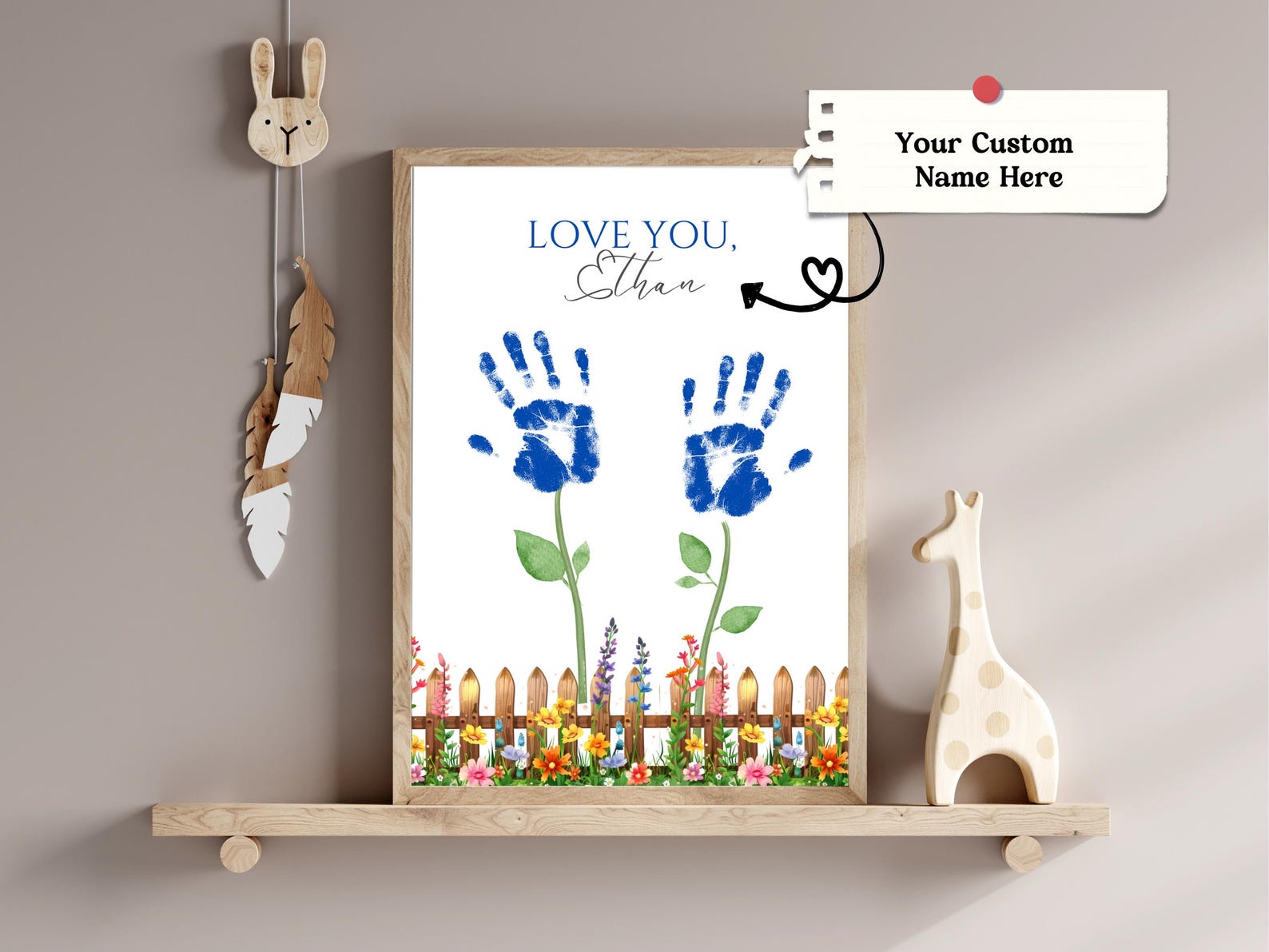 Custom Name Child Handprint Art, Gift From Son, Toddler Activity ...