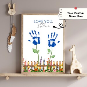 Custom Name Child Handprint Art, Gift From Son, Toddler Activity ...