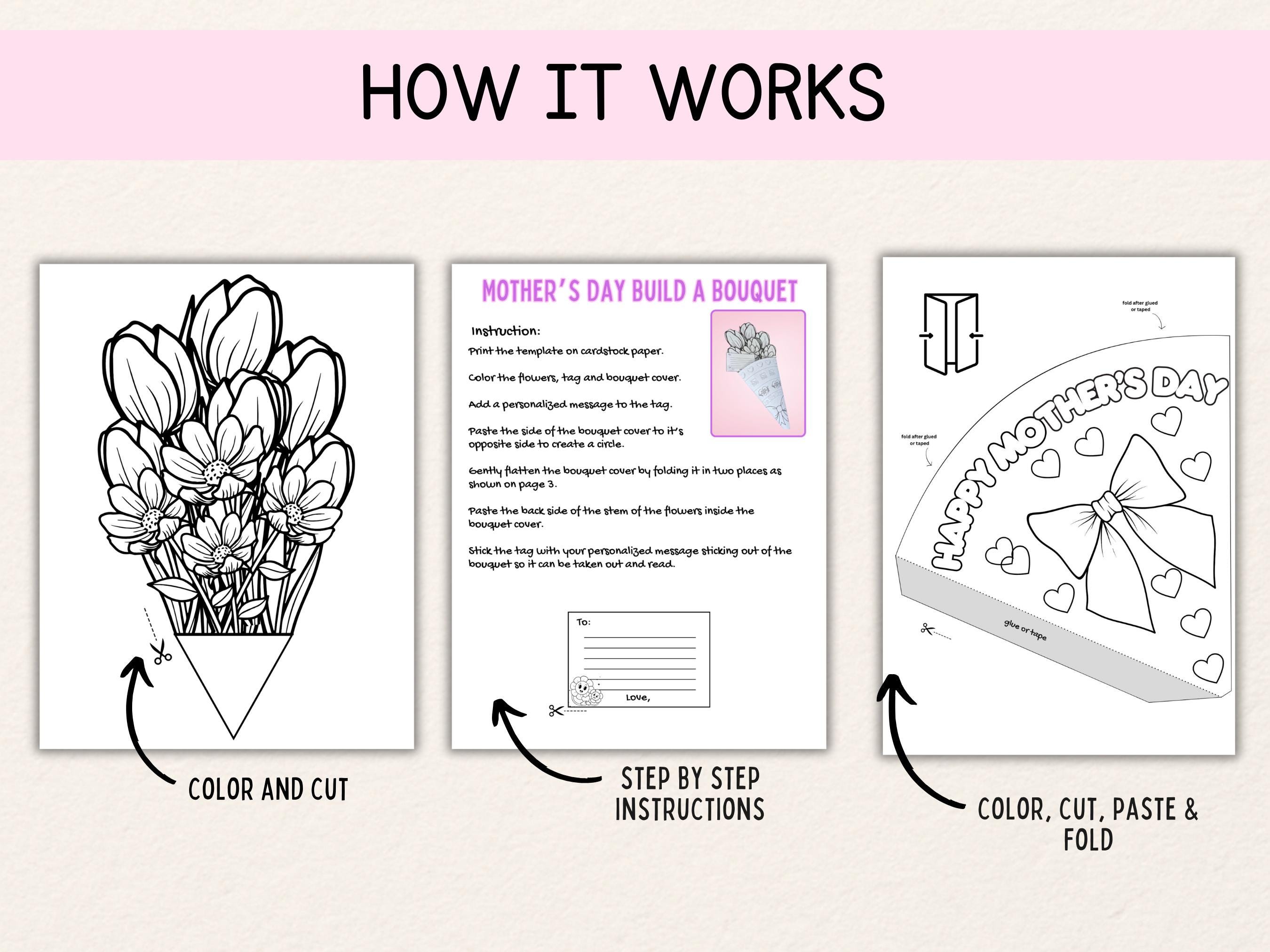 DIY Bouquet Bundle, Mother's Day Printable Flower Craft for Mum (PDF ...