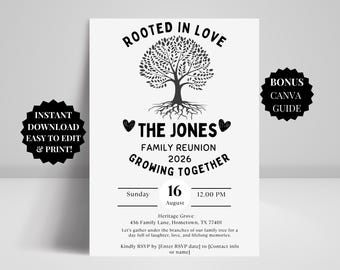 Family Reunion Invitation Template, Family Reunion Party Evite, Family Reunion Flyer, Family Reunion Announcement Family Tree Reunion Invite