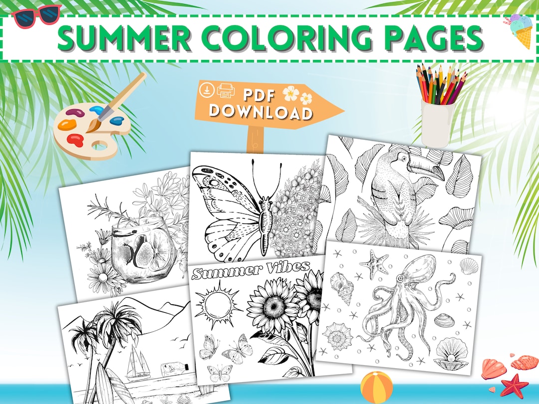 Summer Adult Coloring Pages, Summer Activity Coloring, Summer Coloring ...