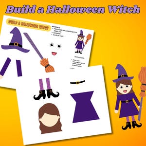 Build a Witch Printable, Halloween Witch Craft for Kids, Cut & Paste Activity, Witch Paper Doll, DIY Halloween Art, October Classroom Crafts