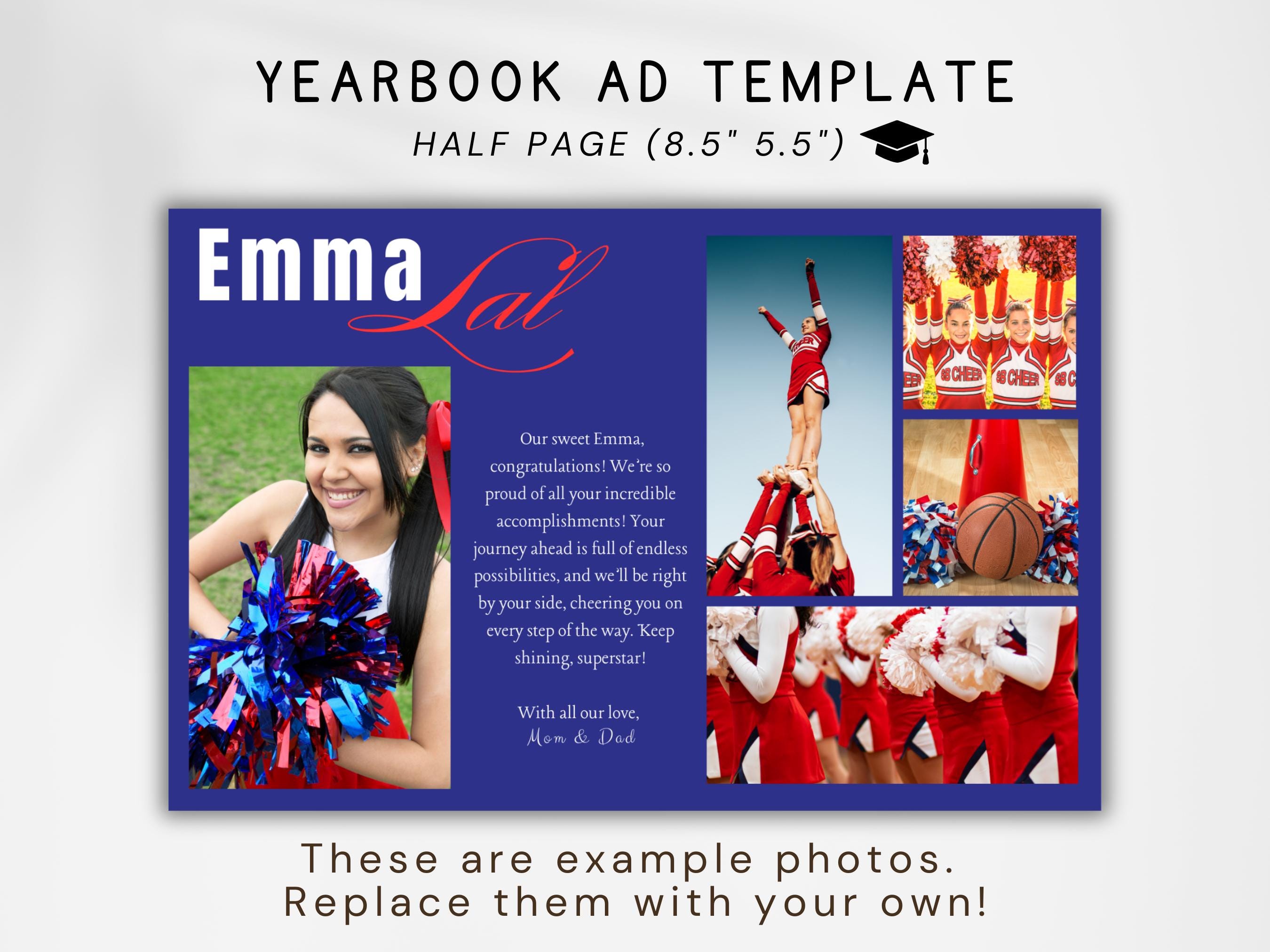 Editable Cheer Yearbook & Program Ad Template, Full Half Quarter Page ...