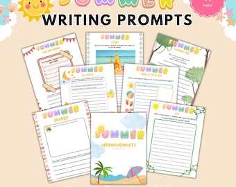Printable Summer Writing Prompts for Kids, Creative Journal Worksheets Grades 1–3