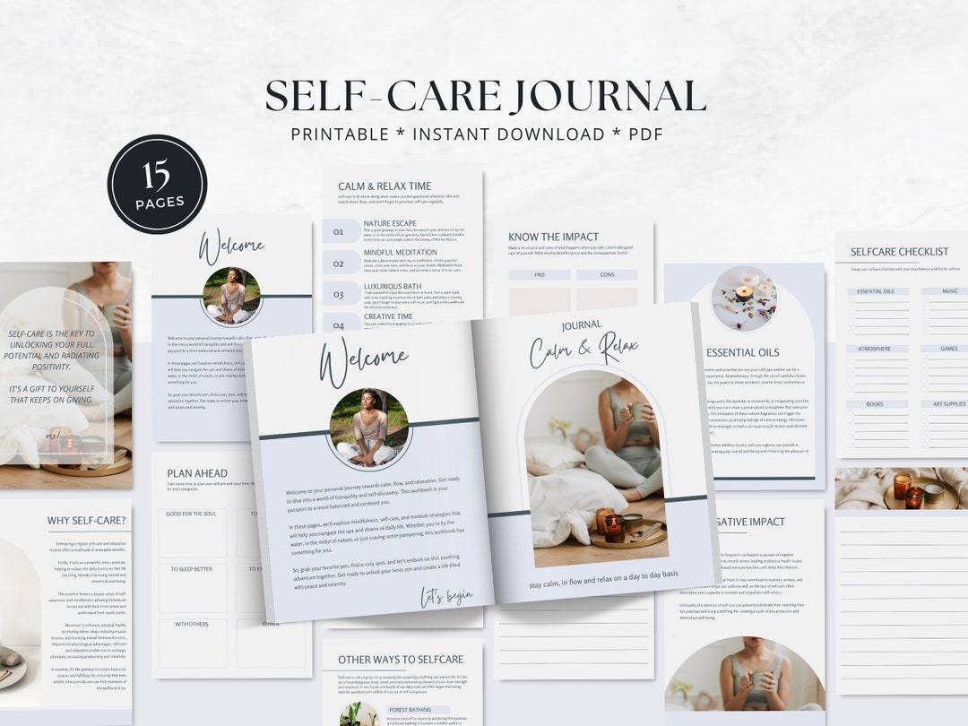 Printable Self Care Journal, Self Love Planner, Self Care Checklist, Mindfulness Workbook ...