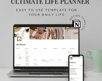 Notion Life Planner, Notion Template, Notion Dashboard, Notion Calendar, Lifestyle Travel Planner, Habit Tracker, Minimal Digital Planner