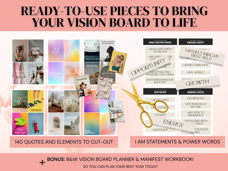 2026 Vision Board Bundle With Images, Editable & Printable Templates ...
