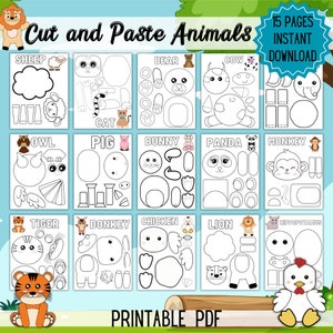 Cut and Paste Animal Activities, Cut & Paste Printable, Kids Preschool Activities, Cut and Paste Animals, Scissor Skills, Fine Motor Skills