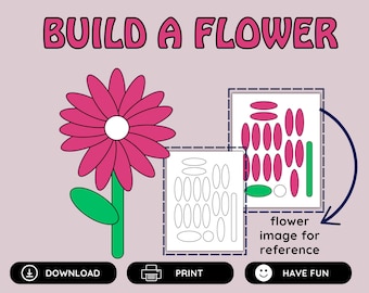Build a Flower Cut & Paste Kid Craft, Flower Craft Printable Template, Flower Coloring, Toddler Craft, Spring Activity for Kids Spring Craft