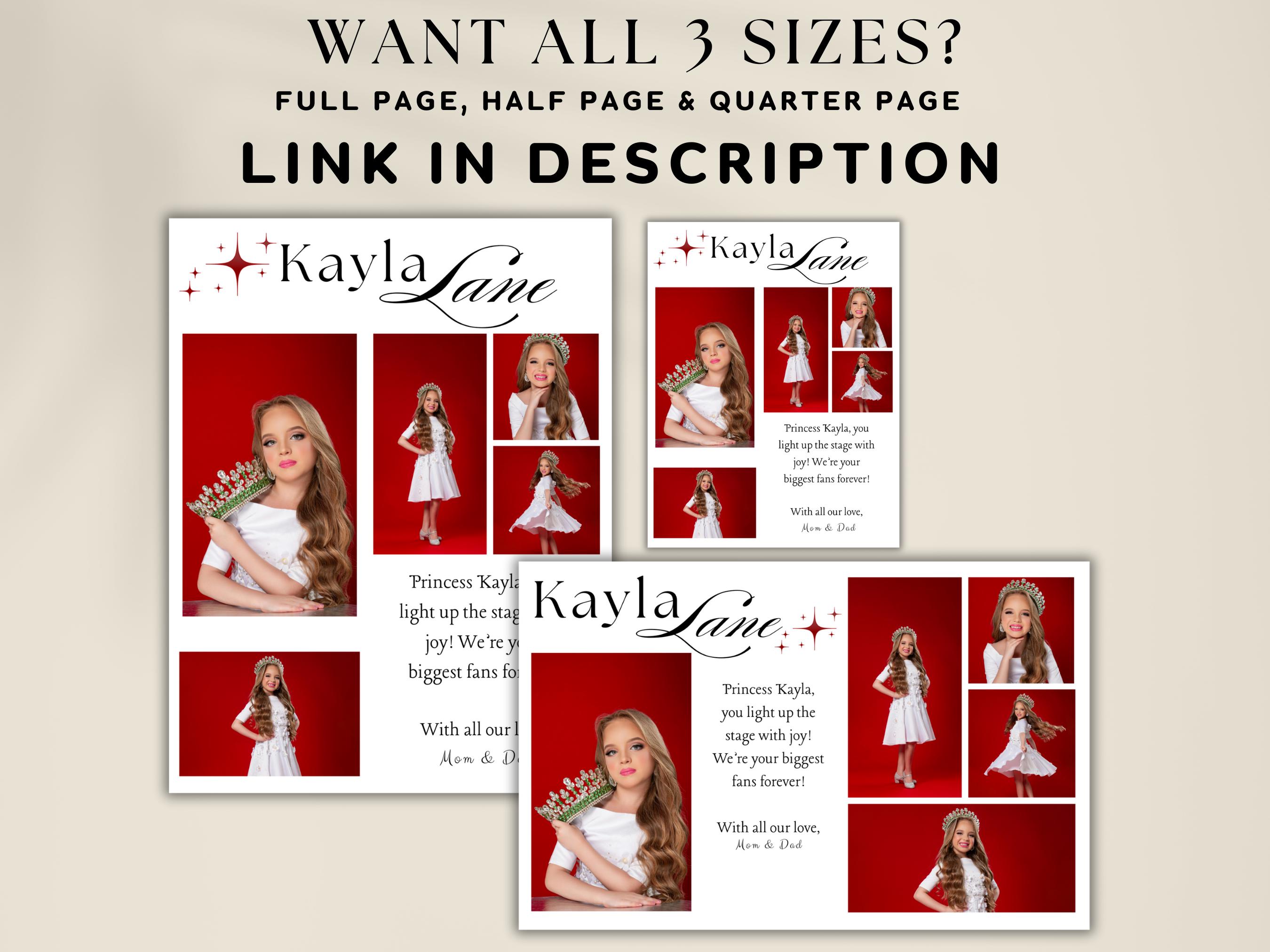 Pageant Programme Layout Pageant Quarter Page Ad Template, Editable Pageant Tribute Ad ...