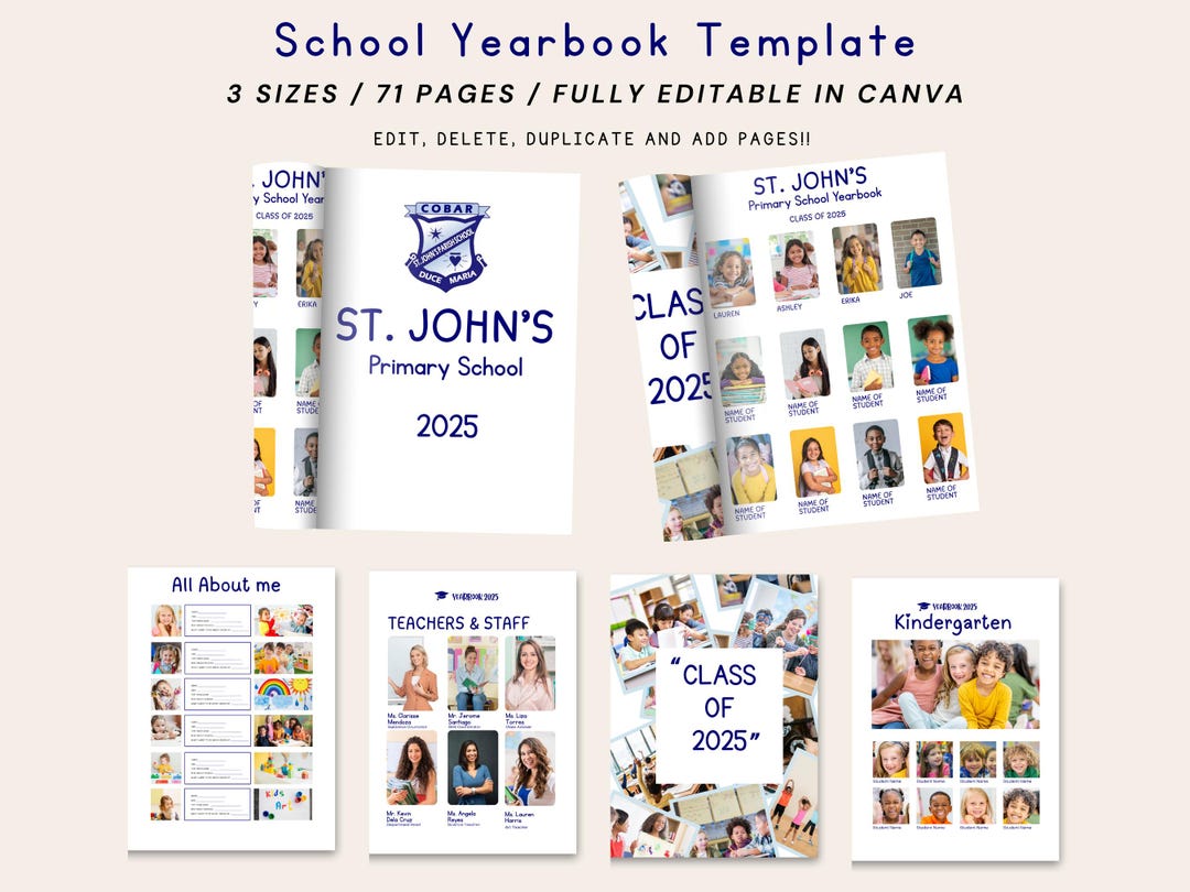 Editable Canva Yearbook for Class of 2025 – Printable School Memory ...