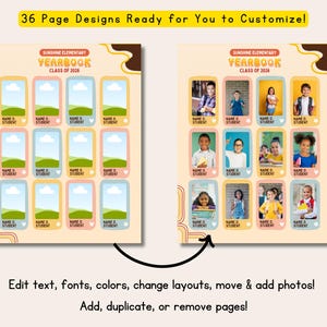 Elementary Yearbook Template, Editable Canva Yearbook, School Memory ...