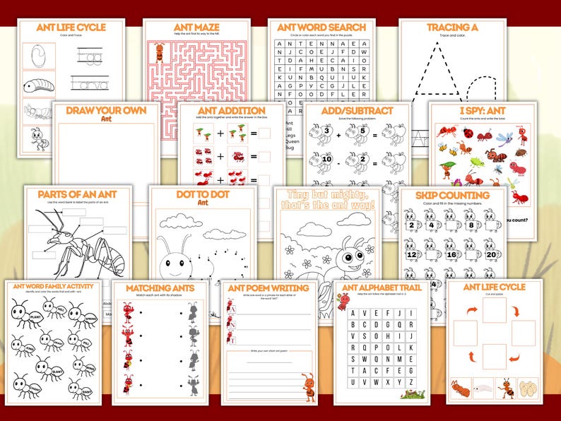 Ant Activity Bundle – I Spy, Tracing, Math, Mazes & Life Cycle ...