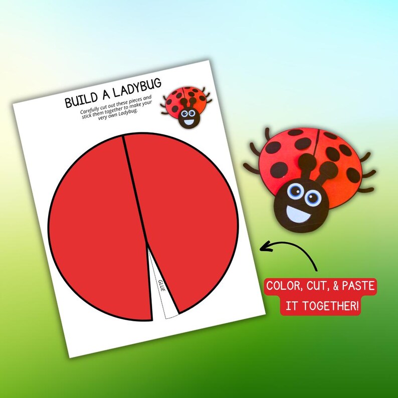 Build Ladybug Using Cubes Build a Ladybug Craft Printable, Cut & Paste Bug Activity for Preschool ...