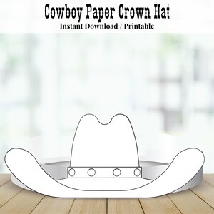 Cowboy Hat Paper Crown, Cowboy Hat Coloring Paper Crown Template, Wild West Costume, Cowboy Headband Cowboy Craft, Cowboy & Cowgirl Activity