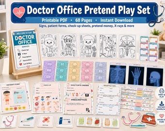 Doctor Pretend Play Printables, Doctor Office Dramatic Play Set, Kids Role Play, Hospital Pretend, Doctor Kits for Kids Classroom Preschool