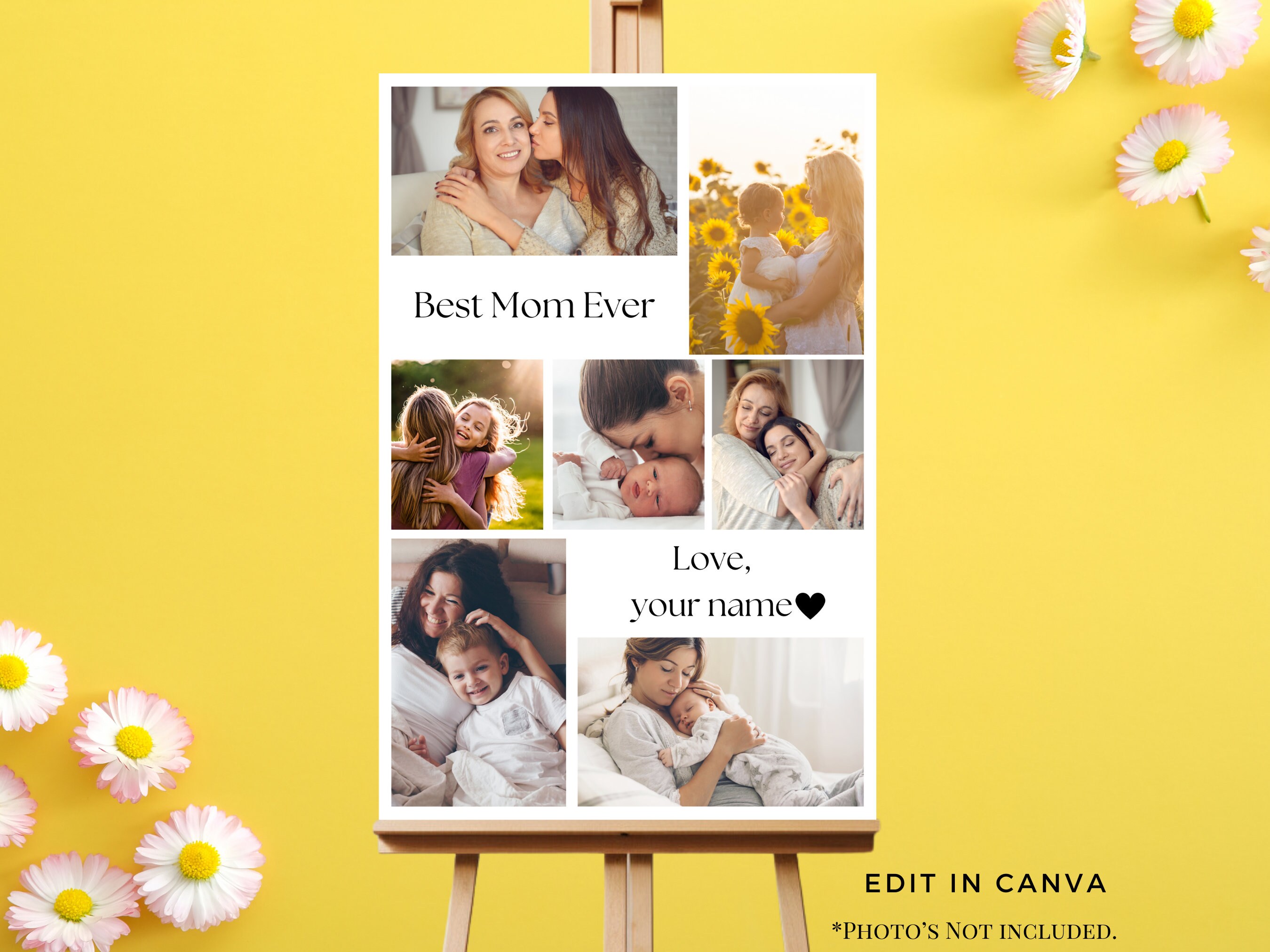 Mom Photo Collage, Best Mom Photo Frame, Custom Gift for Mom, Canva