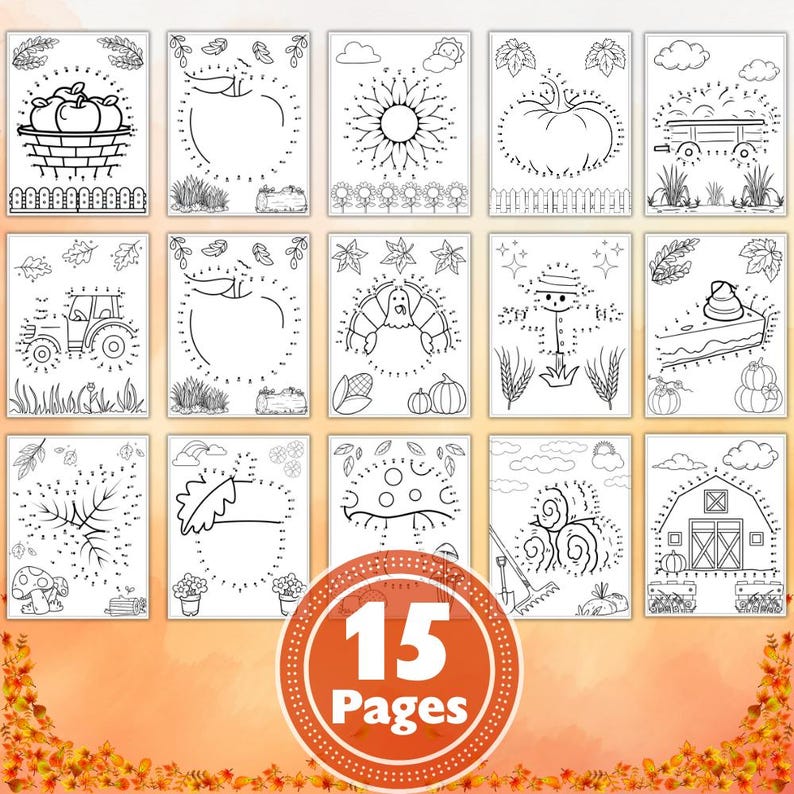 Harvest Dot to Dot Activity– Printable Fall Activity, Autumn Coloring ...
